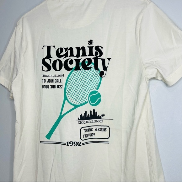 Tennis Society Denim & Flower Graphic Tee Medium - Picture 8 of 9